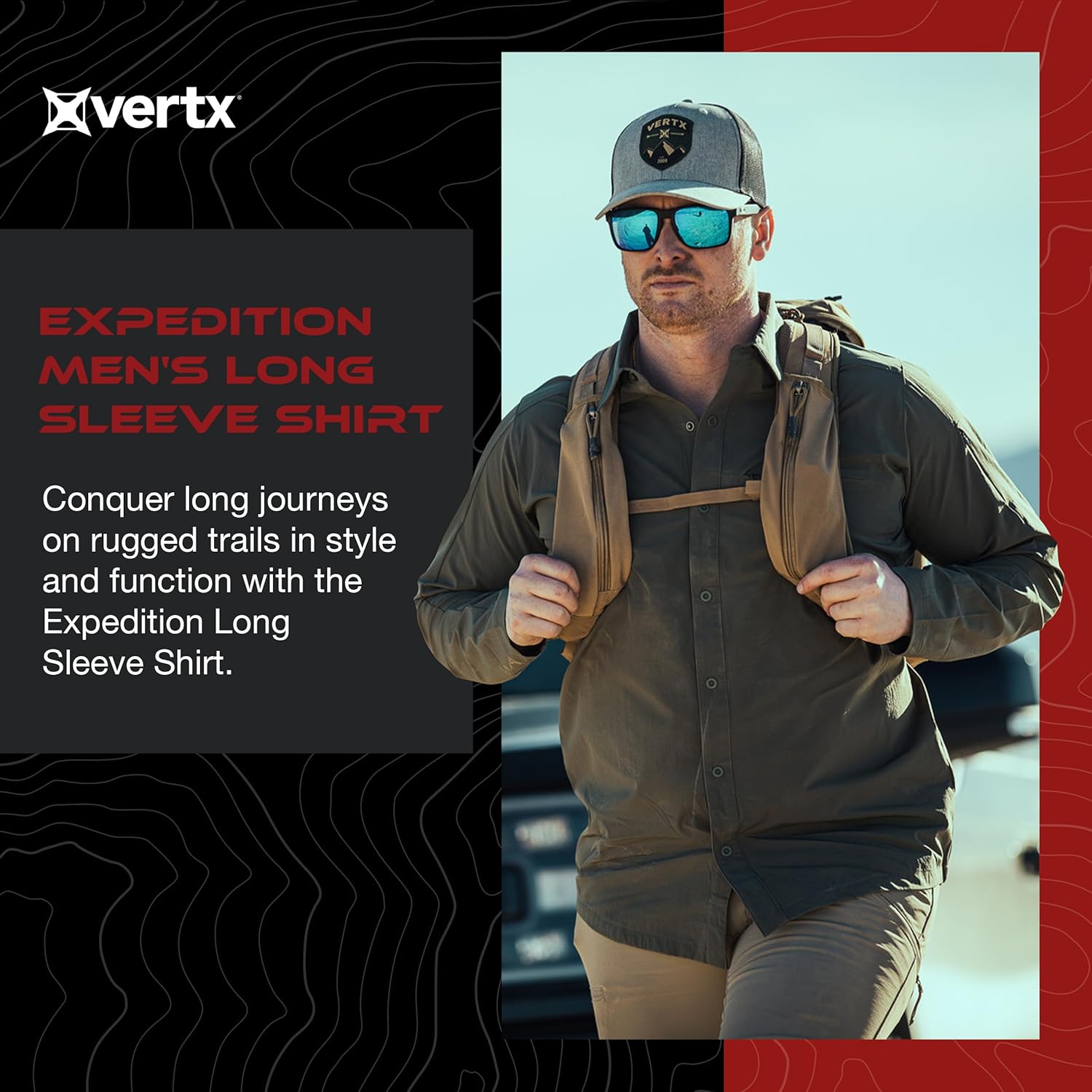 VERTX Expedition Men's Long Sleeve Tactical Shirt, CCW Compatible