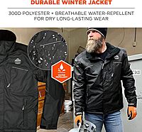 ERGODYNE N-FERNO 6467 Winter Work Jacket, Workwear Outerwear, Thermal Insulation, Removable Hood