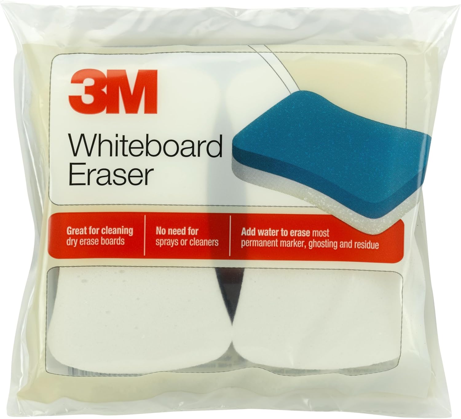3M Whiteboard Eraser for Whiteboards, 2-Pack, White/Blue (581-WBE)