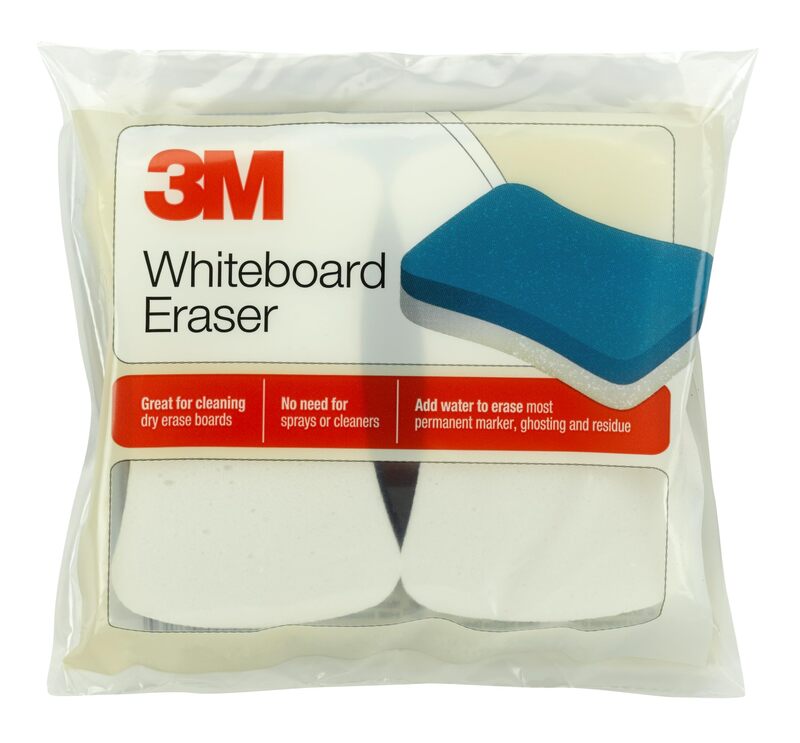 3M Whiteboard Eraser for Whiteboards, 2-Pack, White/Blue (581-WBE)