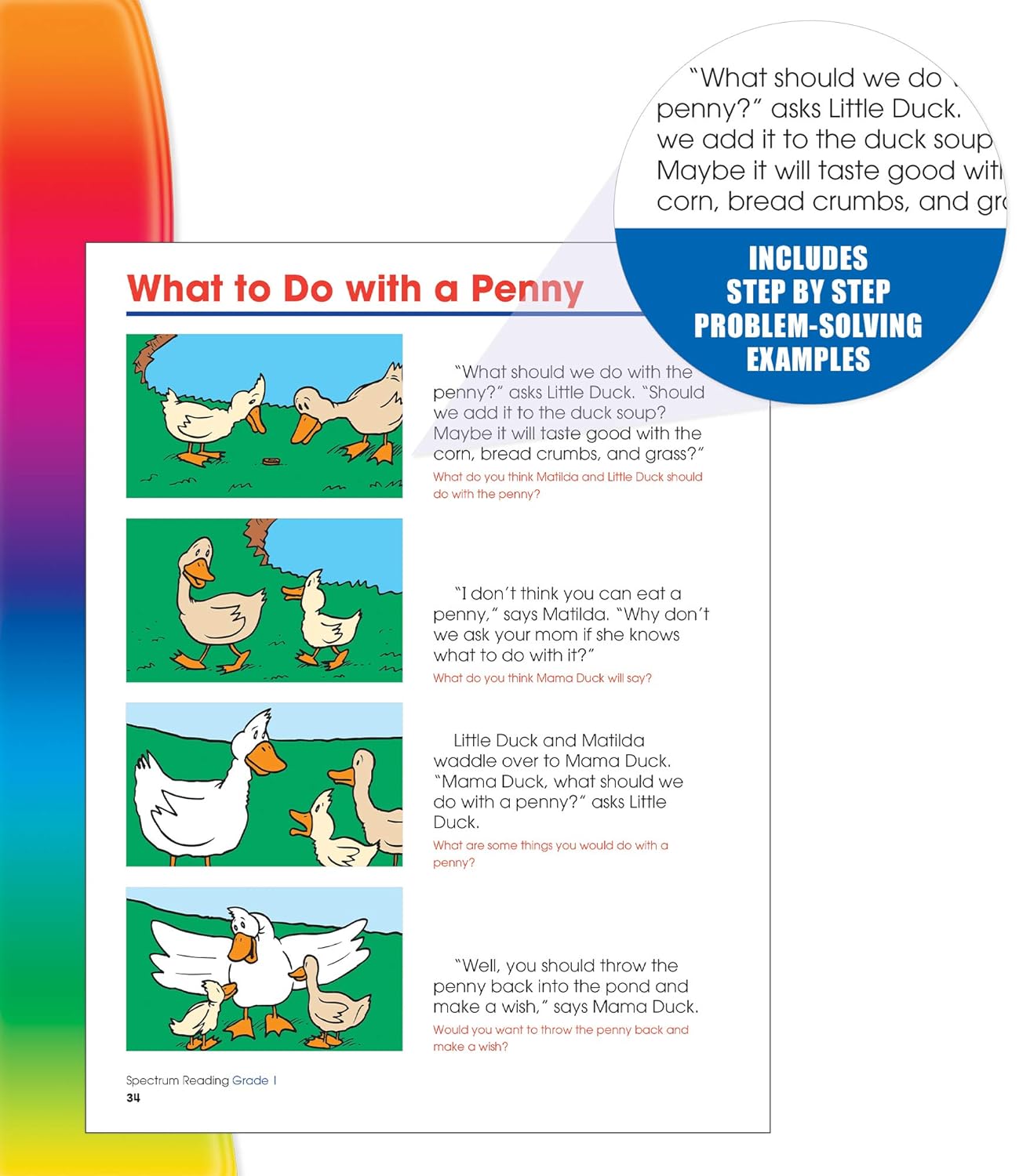Spectrum 1st Grade Reading Comprehension Workbook, Ages 6 to 7, Reading Grade 1, Letters and Sounds, Sight Words Recognition