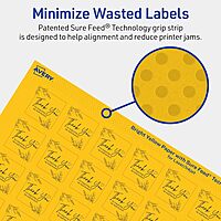 AVERY Printable Square Labels, Sure Feed Technology, 1" x 1", Bright Yellow, Print-to-The-Edge, Laser/Inkjet Printable