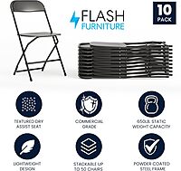 Flash Furniture Hercules Series Commercial-Grade Plastic Folding Chair - 650LB Weight Capacity
