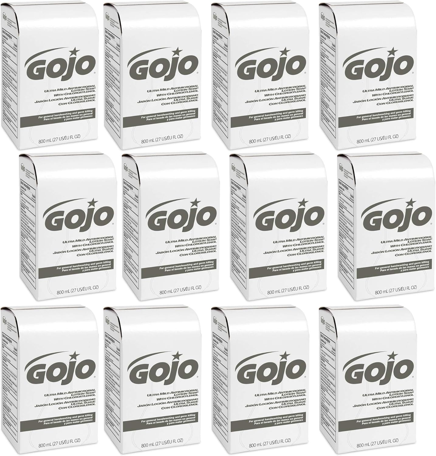 GOJO Ultra Mild Antimicrobial Lotion Soap with Chloroxylenol 800 mL Refill (Pack of 12) - 9212-12