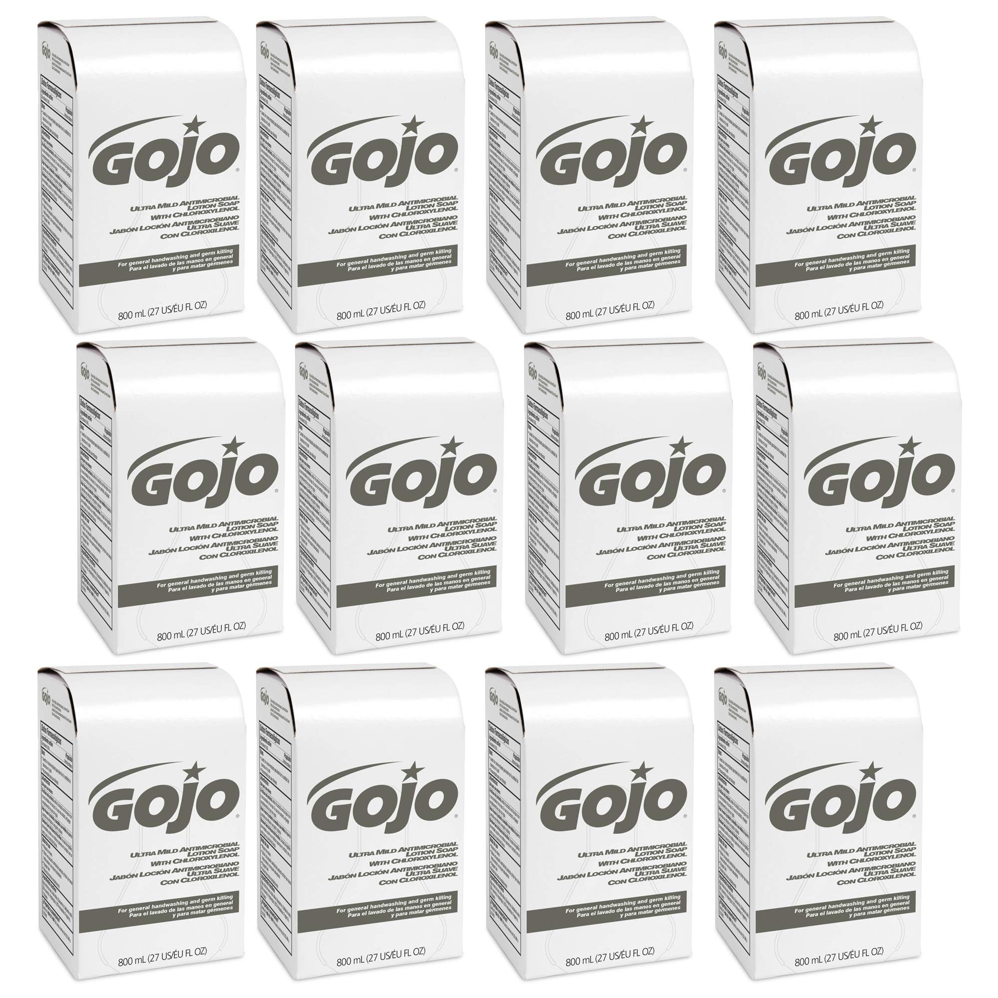 GOJO Ultra Mild Antimicrobial Lotion Soap with Chloroxylenol 800 mL Refill (Pack of 12) - 9212-12