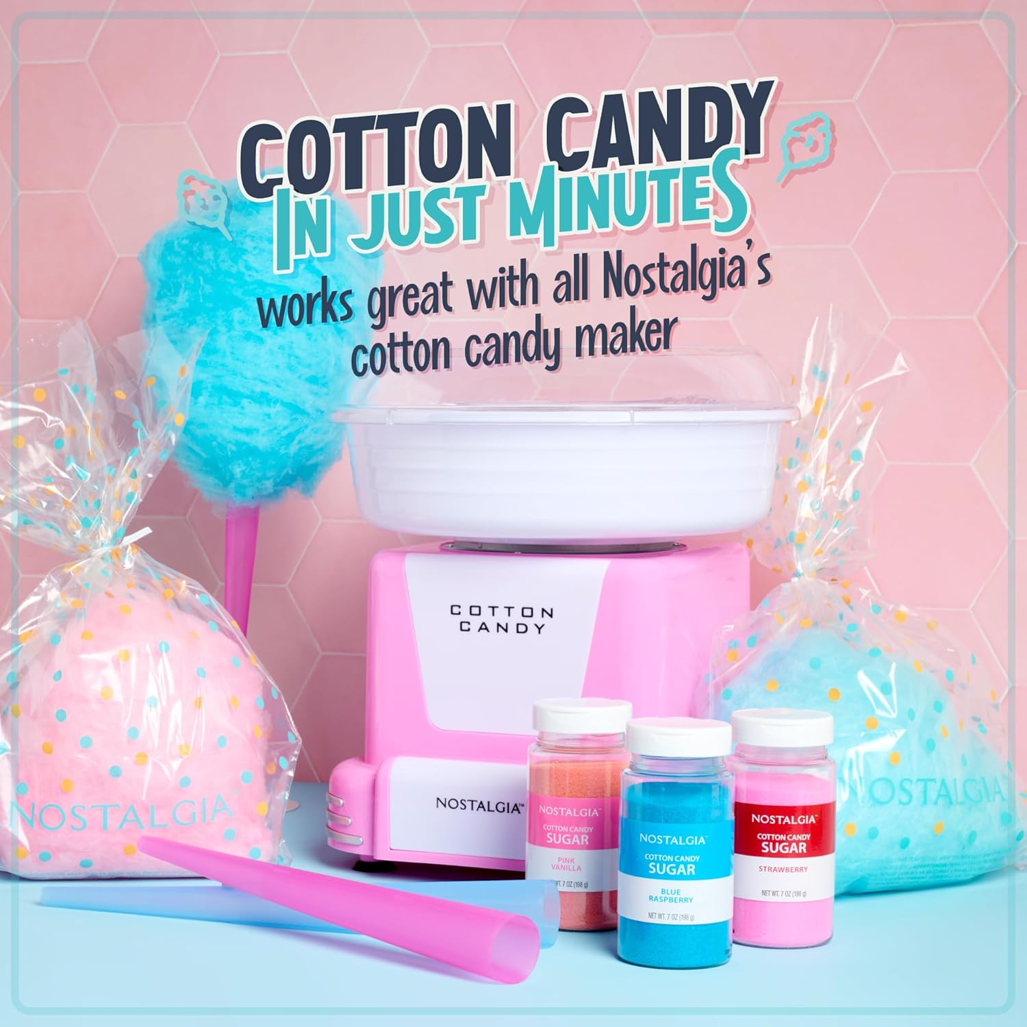 NOSTALGIA Cotton Candy Flossing Sugar Party Kit (3-Pack)