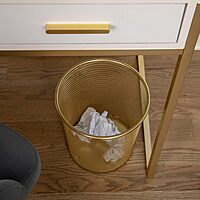 Martha Stewart Ryder Mesh Metal Trash Can, 4.5 Gallon, Gold