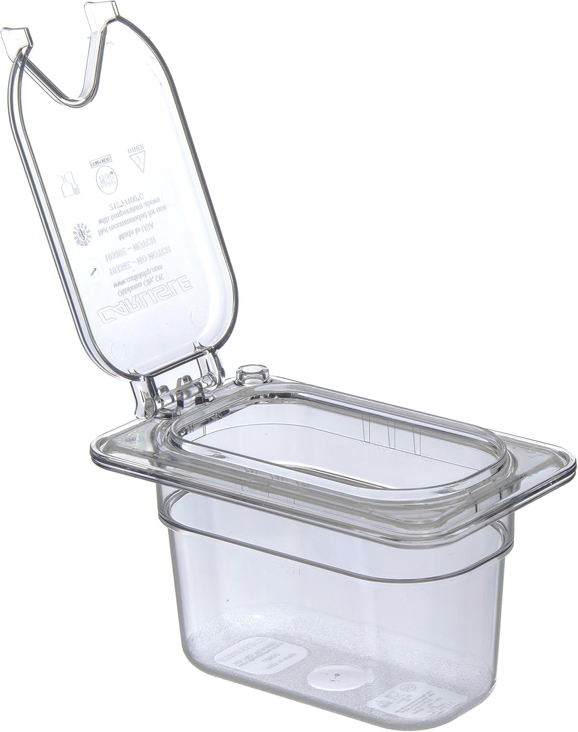Carlisle FoodService Products 10339Z07 EZ Access Hinged Lid with Handle and Notch, Ninth Size, Clear