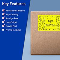 Avery Printable Rectangle Labels, Sure Feed Technology, 5" x 8-1/8", Neon Yellow, Laser/Inkjet Printable