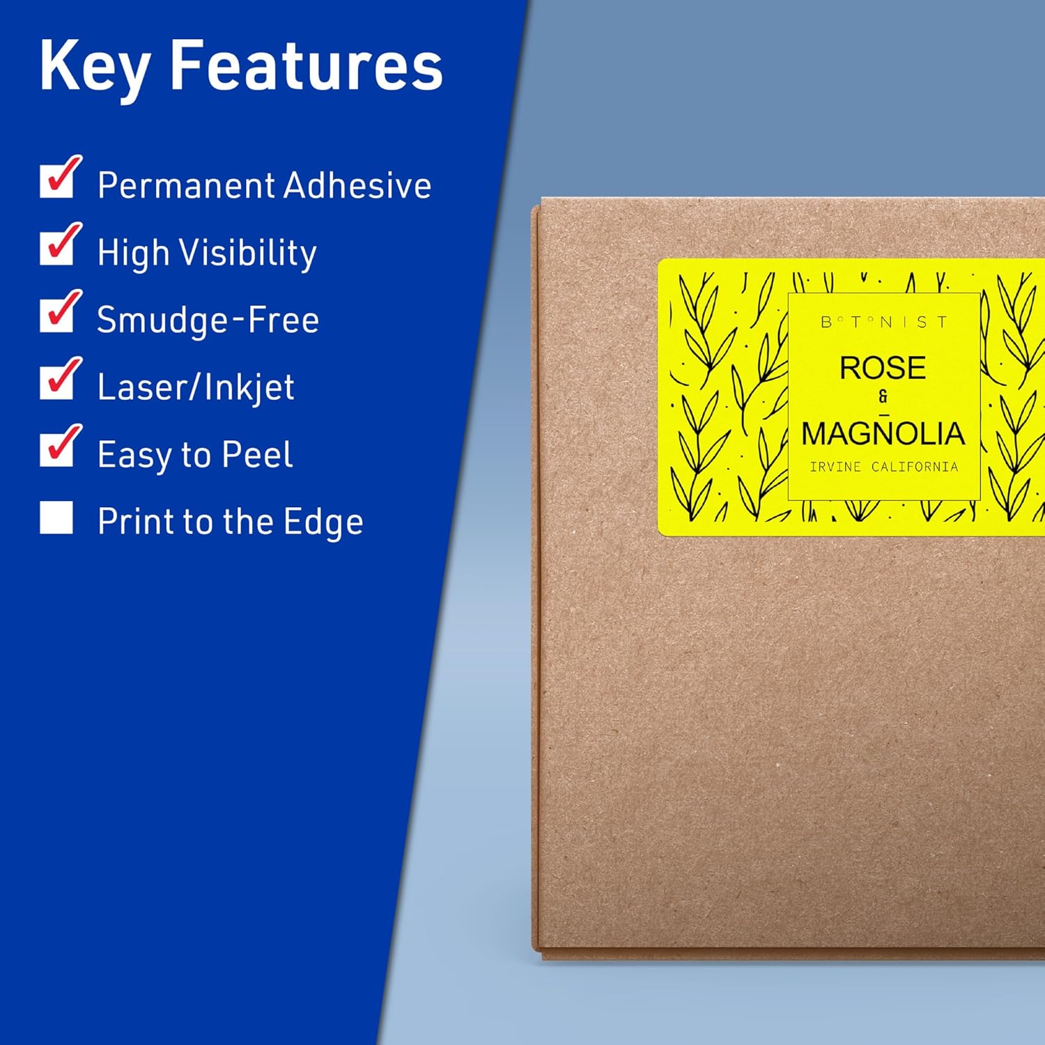 Avery Printable Rectangle Labels, Sure Feed Technology, 5" x 8-1/8", Neon Yellow, Laser/Inkjet Printable