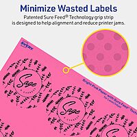 Avery Printable Round Labels, Sure Feed Technology, 2-1/2" Diameter, Bright Pink, Print-to-the-Edge, Laser/Inkjet Printable