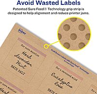 AVERY Kraft Brown Square Labels, Sure Feed Technology, 2" x 2", Print-to-The-Edge, Laser/Inkjet Printable