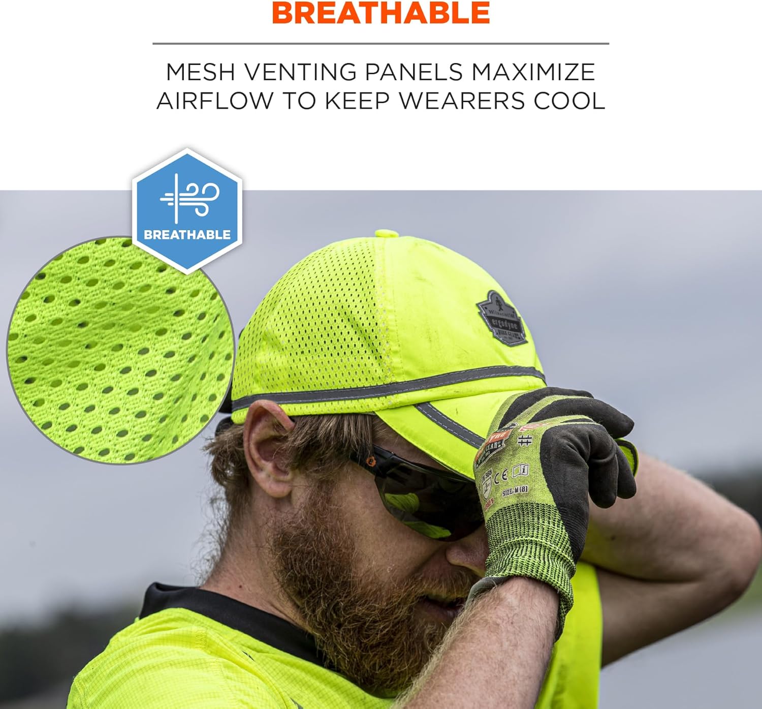 Ergodyne GloWear 8930 Class 2 Hi-Vis Baseball Cap, Lime