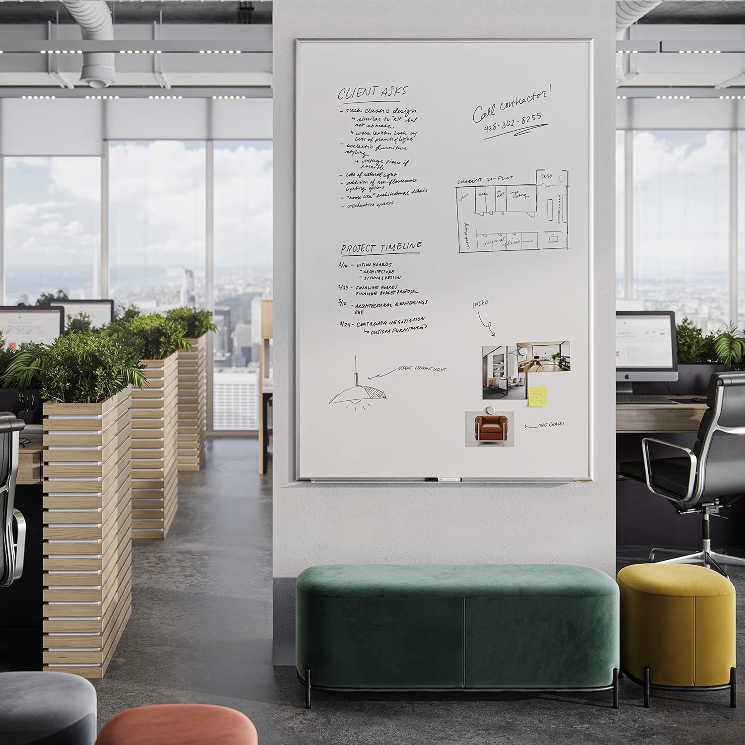 U BRANDS Magnetic Dry Erase Board, Silver Aluminum Frame