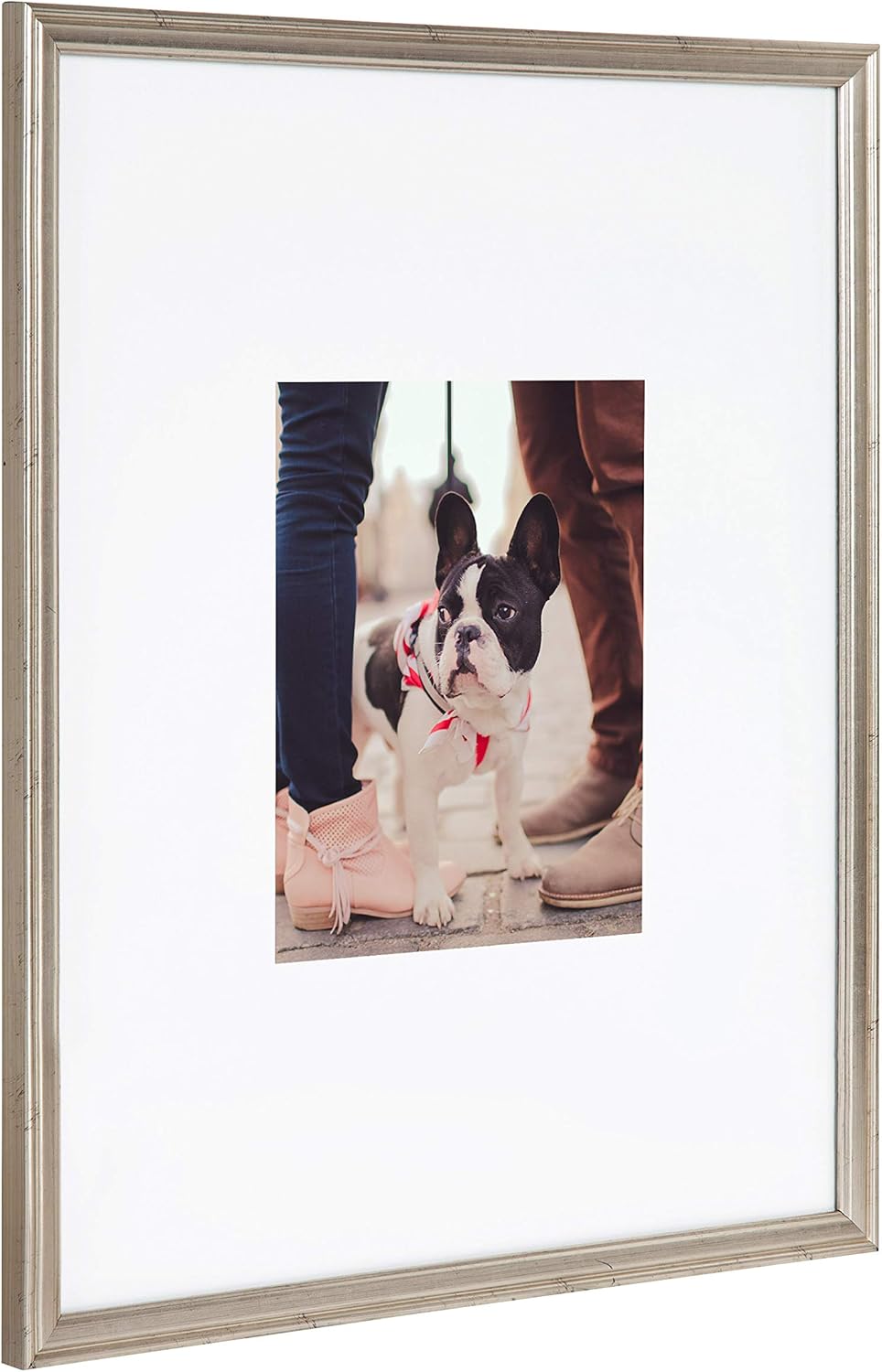 Kate and Laurel Adlynn Wall Picture Frame Set, 16" x 20" matted to 8" x 10", Warm Silver