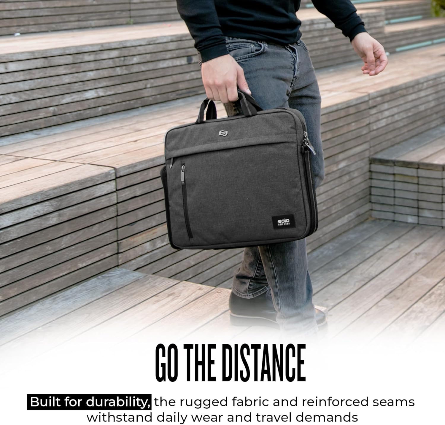 Solo New York Briefcase - Laptop Carrying Bag for Women & Men, Brief for Travel & Work, Front Zippered Pockets