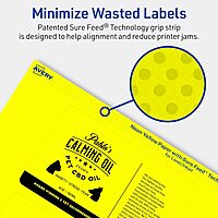 Avery Printable Rectangle Labels, Sure Feed Technology, 3" x 5", Neon Yellow Labels, Print-to-The-Edge