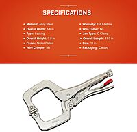 Crescent Locking C-Clamp with Swivel Pad Tips - Heavy-Duty Adjustable Clamp with Hex Key Recess & Compound Action