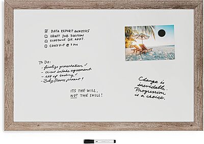 U Brands Decor Magnetic Dry-Erase Board, 36in X 24in, Rustic Wood Frame, Actual Size 35in X 23in (4890U00-01)