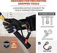 Ergodyne Squids 3714 Tool Lanyard and Tethering Attachment with Carabiner and Cinch Loop, Weight Rating 10lbs, 3-Pack