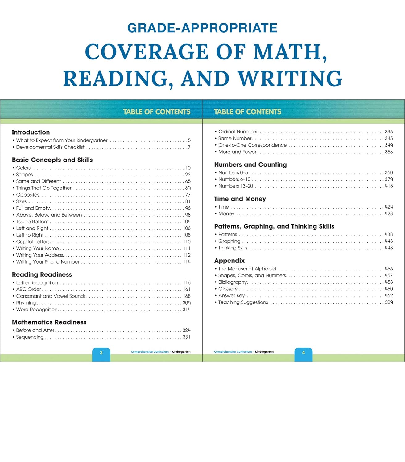 Comprehensive Curriculum of Basic Skills Kindergarten Workbooks All Subjects, Kindergarten Math, Reading Comprehension