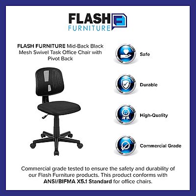 Flash Furniture Flash Fundamentals Mesh Mid-Back Swivel Task Office Chair with Pivot Back