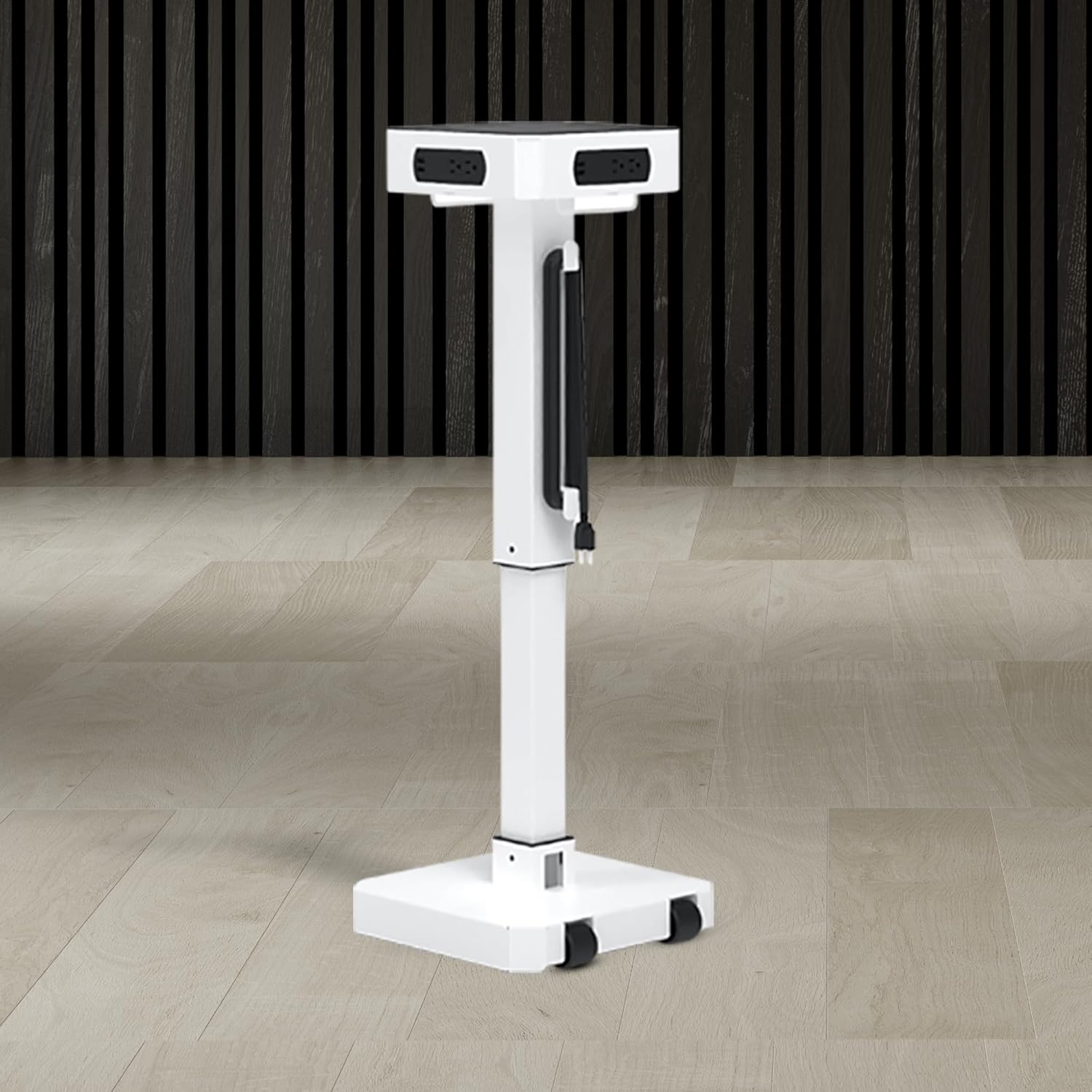 Luxor LuxPower Mobile AC and USB Charging Tower with 8 USB Charging Ports, 8 AC Outlets - White, 14" W x 14" D x 40" H