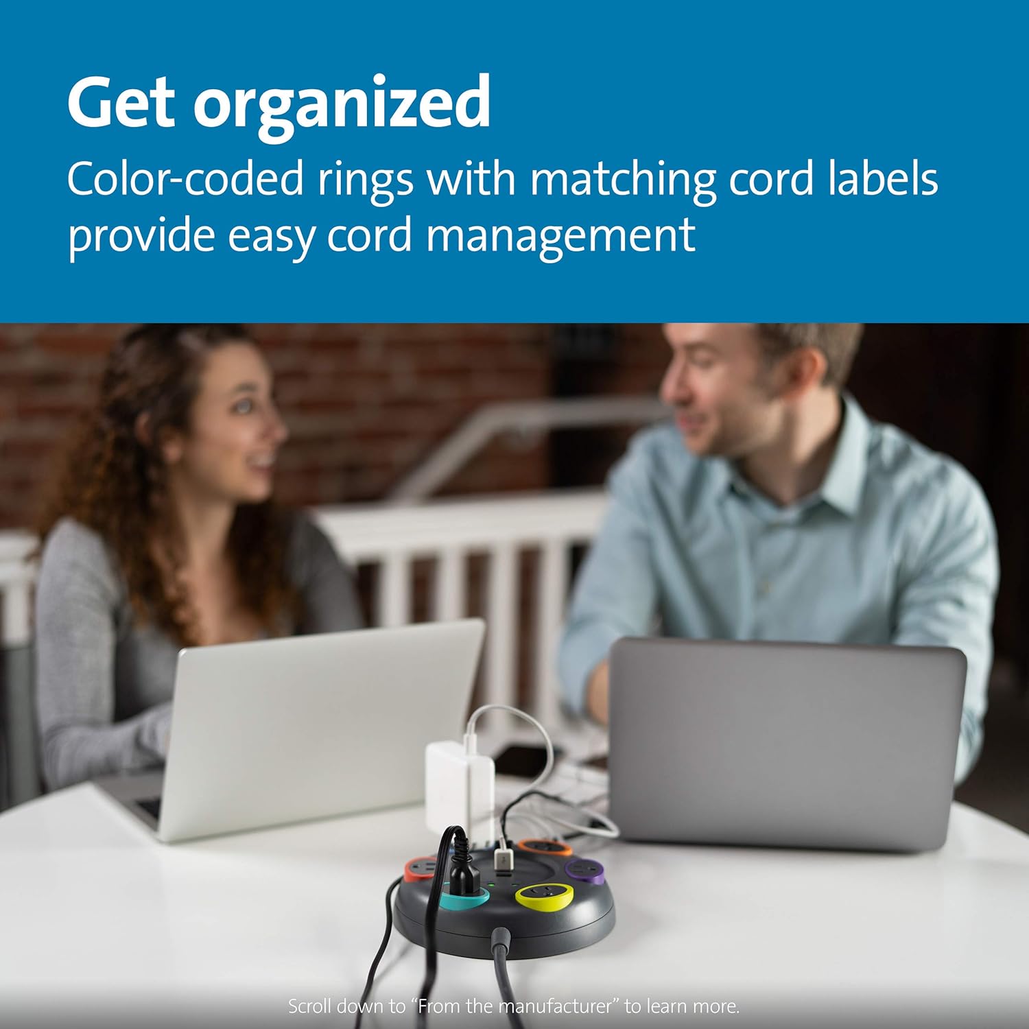 Kensington SmartSockets 6-Outlet, 16-Foot Cord, & 1500 Joules Tabletop Surge Protector (K62634NA) 16-Foot Cord Tabletop