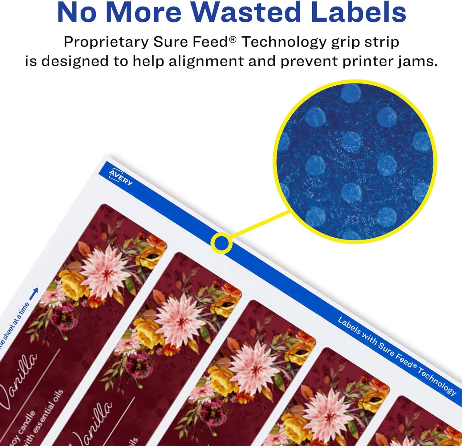 AVERY Matte White Rectangle Labels, Sure Feed Technology, 7.75" x 3.25"