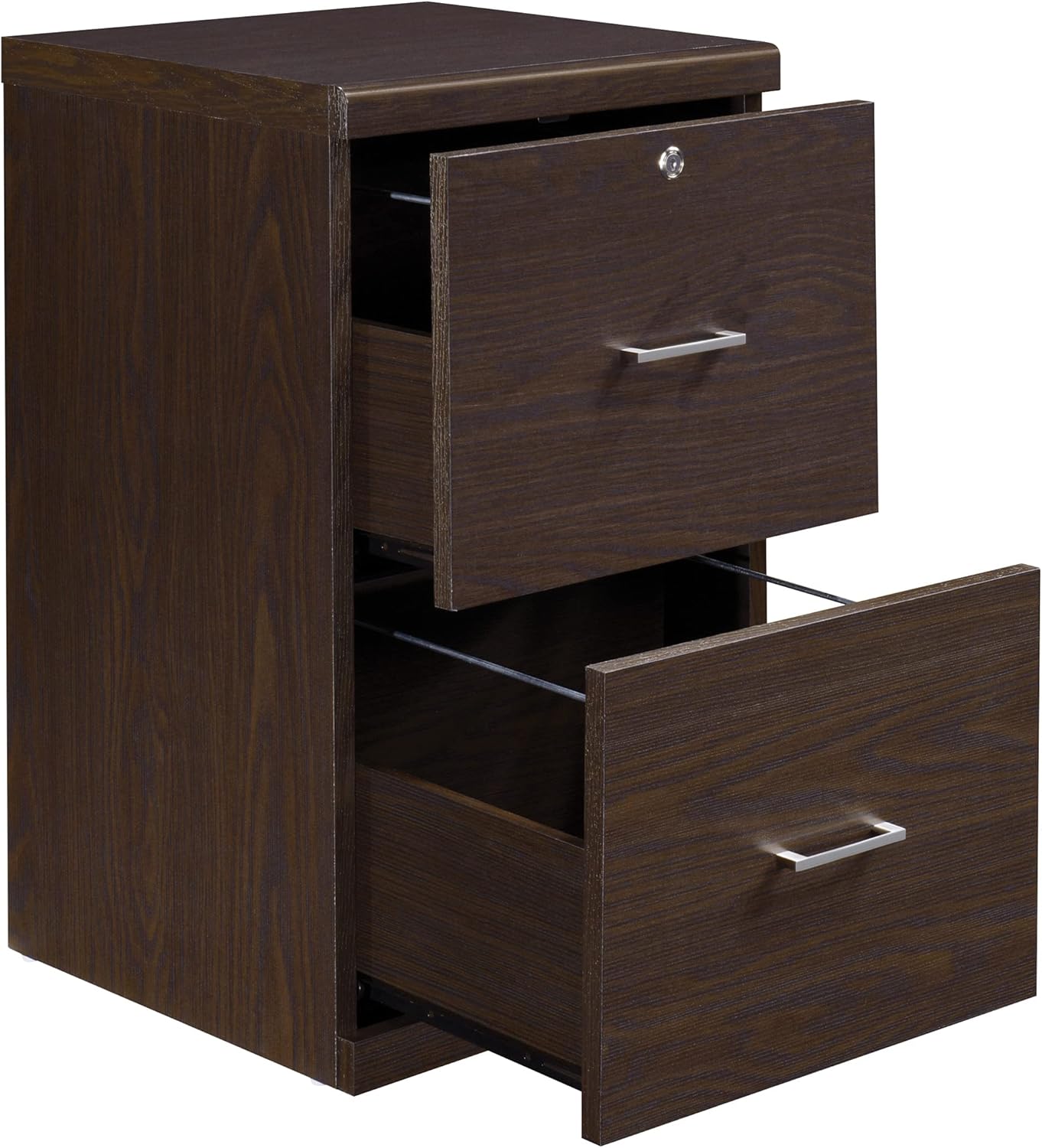 Office Star Alpine 2-Drawer Vertical File Cabinet with Locking Top Drawer and Lockdowel Fastening System