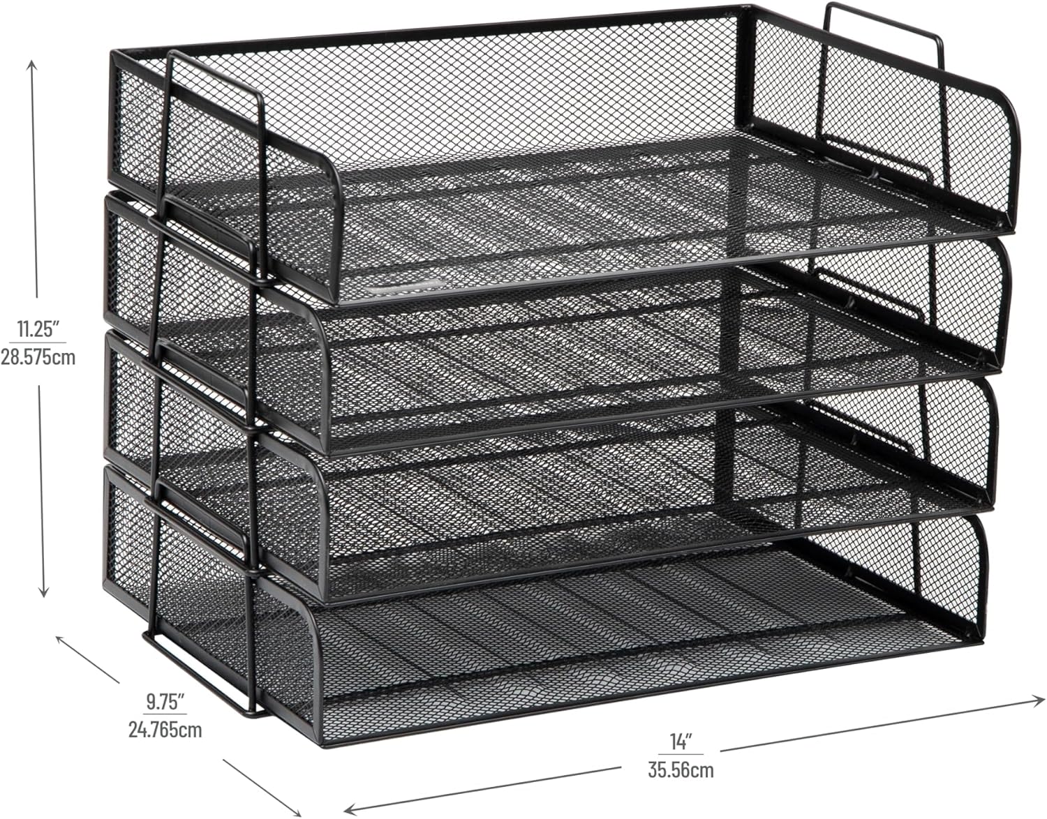 MIND READER 4-Tier Stackable Paper Tray Desktop Organizer, Metal Mesh
