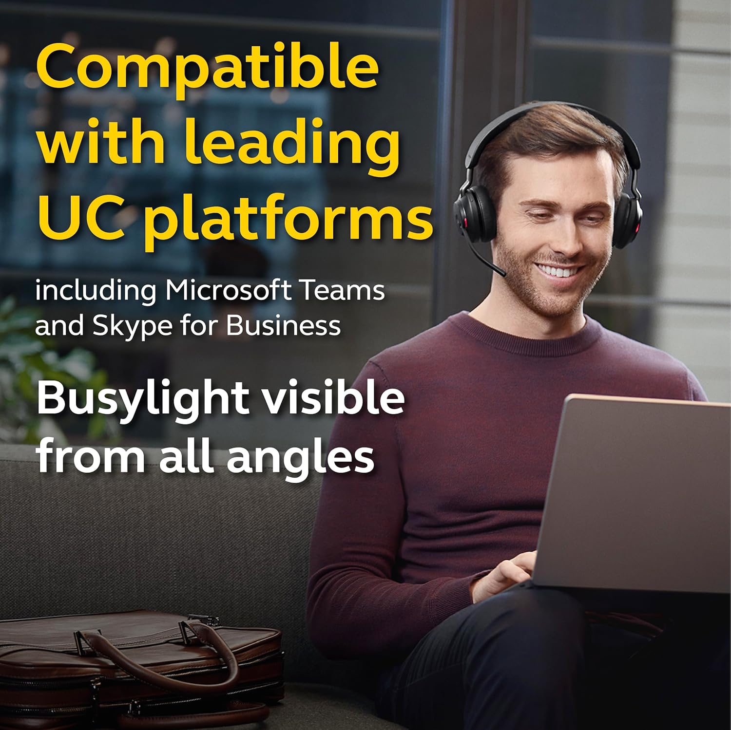 Jabra Evolve2 65 Wireless Headset On-Ear Bluetooth Headphones for Calls and Music