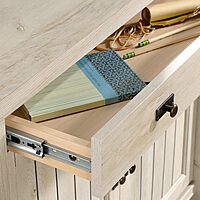 Sauder Costa Library Base, Coastal Cottage Cabinet, Office Storage Solution, Entryway Organizer - Chalked Chestnut Finish