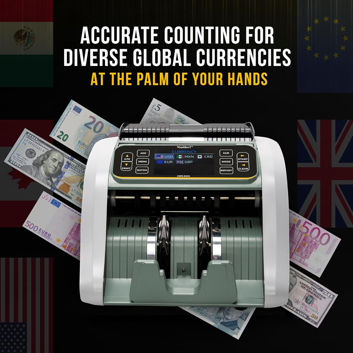 KOLIBRI Money Counter Machine with Advanced Counterfeit Detection and LCD