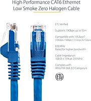 StarTech.com 50ft (15m) CAT6 Ethernet Cable - LSZH (Low Smoke Zero Halogen) - ETL Verified (N6LPATCH50BL)