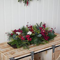 Nearly Natural 24in. Holiday Berries, Pinecones and Eucalyptus Christmas Artificial Arrangement Cutting Board Wall Décor or Table Arrangement