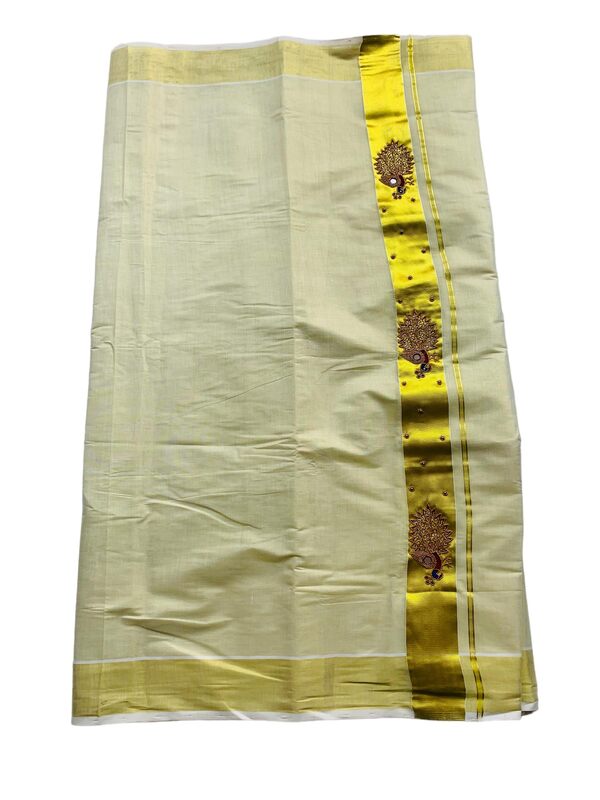 Kuthampully Kerala Kasavu Saree Tissue | Traditional South Indian Saree | Designer Indian Saree | Onam Saree - EKM-780-Maroon