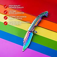 Boker 01LG318 Rainbow Mermaid Folding Knife with 440A Stainless Steel Blade, 3-1/4", Magnum