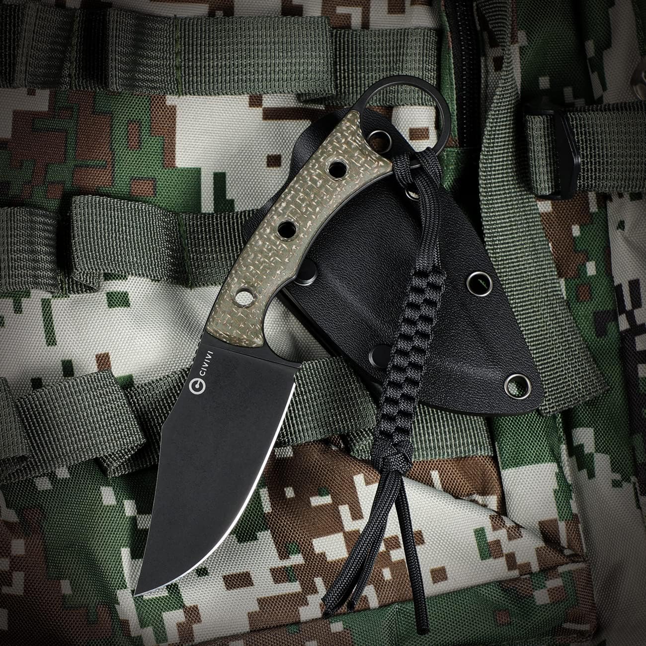 CIVIVI Midwatch Fixed Blade Knife, 3.39" Bohler N690 with Kydex Sheath