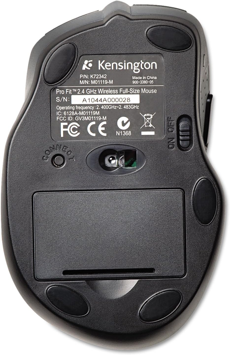 Kensington Pro Fit Full-Size Wireless Mouse (K72370US),Black/Silver