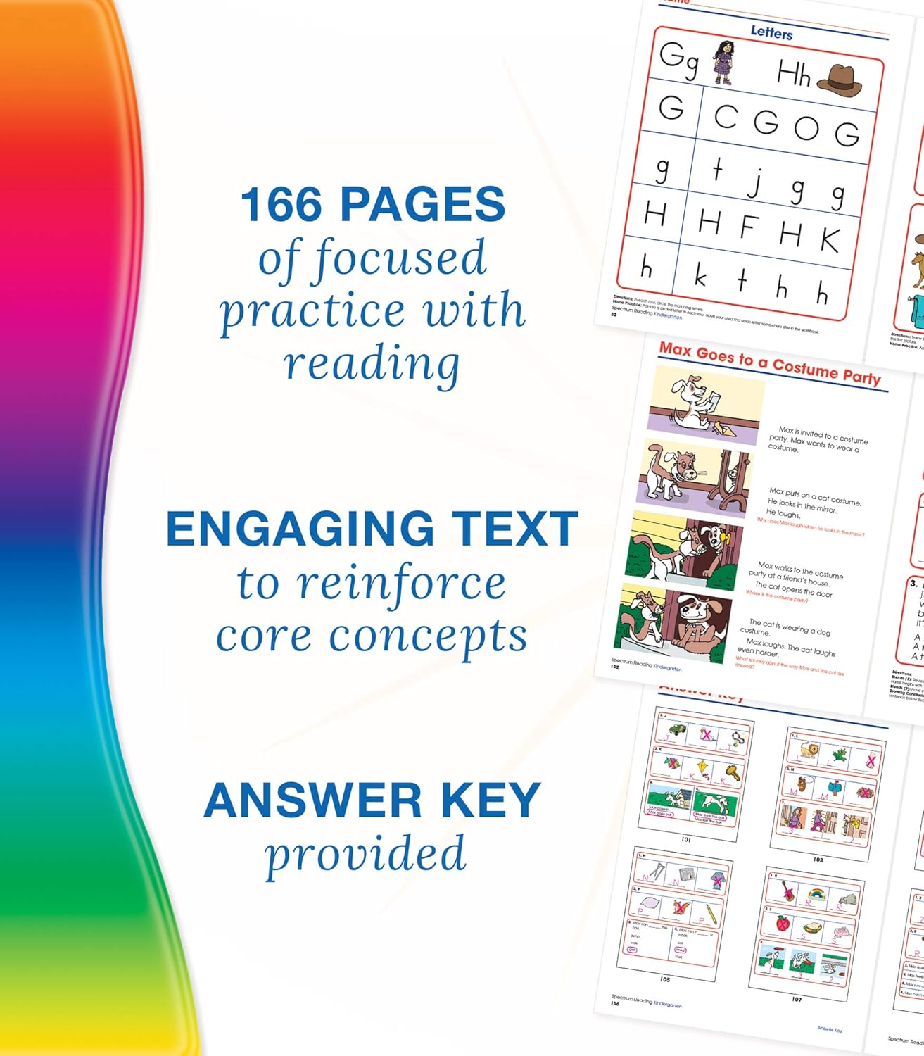 Spectrum Reading Comprehension Kindergarten Workbook, Ages 5 to 6, Kindergarten Reading Comprehension, Letters and Sounds