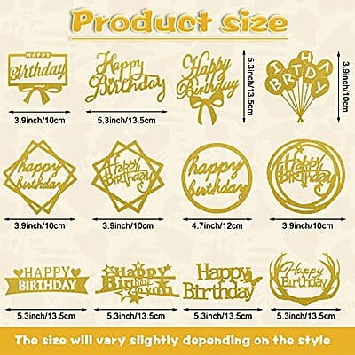 Happy Birthday Topper - Glitter Gold Happy Birthday Topper - Glitter Gold