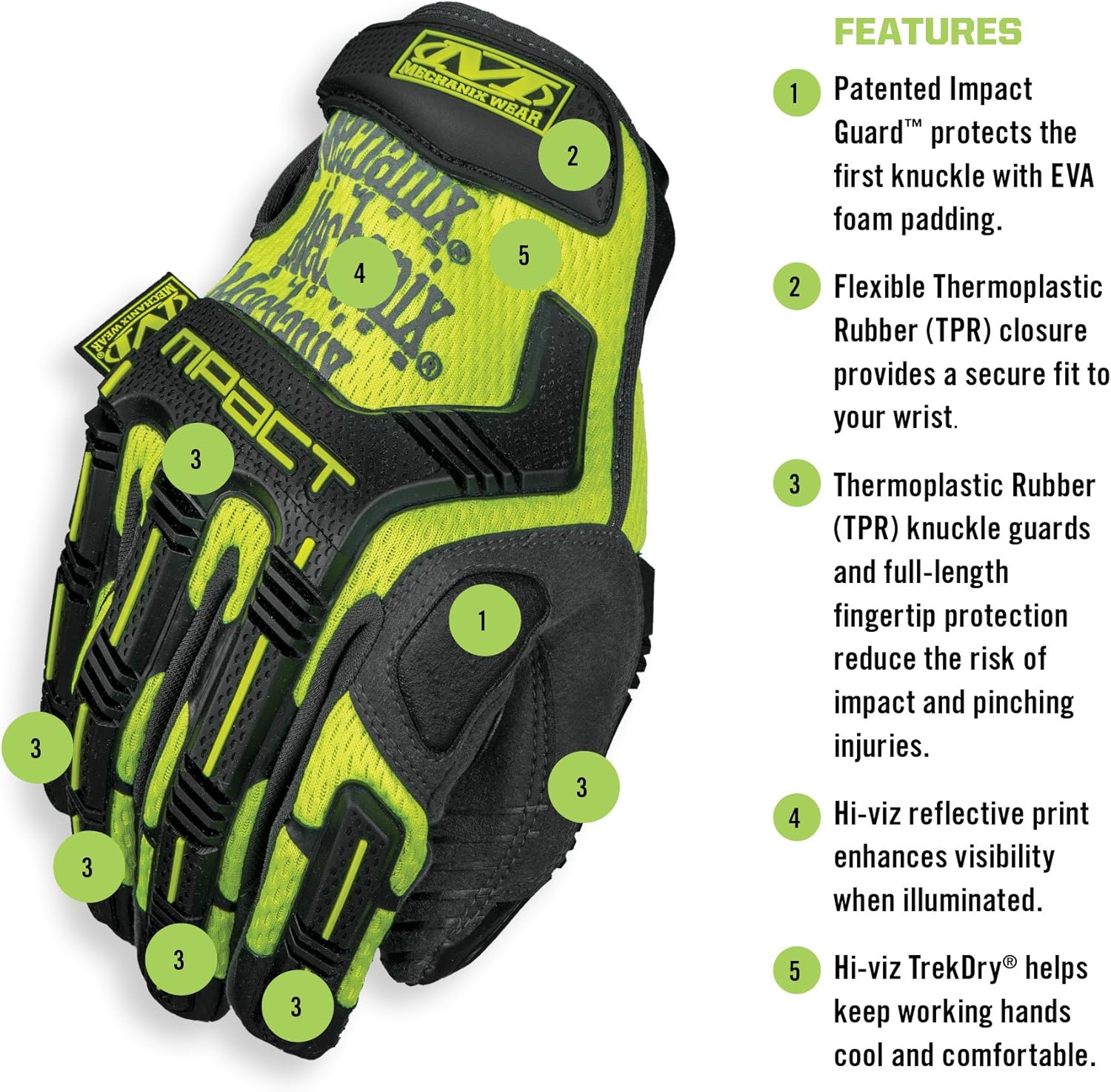 Mechanix Wear Hi-Viz M-Pact Work Gloves SMP-91 Series