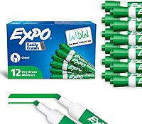 EXPO Dry Erase Markers, Low Odor Ink, Green, Chisel Tip, 12 Count - Whiteboard, Calendar, Organization