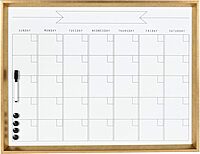 Kate and Laurel Calter Magnetic Framed Dry-Erase Calendar, Melamine, 21-1/4in x 27-1/2in, White, Gold Plastic Frame