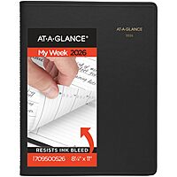 AT-A-GLANCE 2026 Appointment Book Planner, Weekly, 8-1/4" x 11", Large, Black (709500526) 2026 New Edition Black