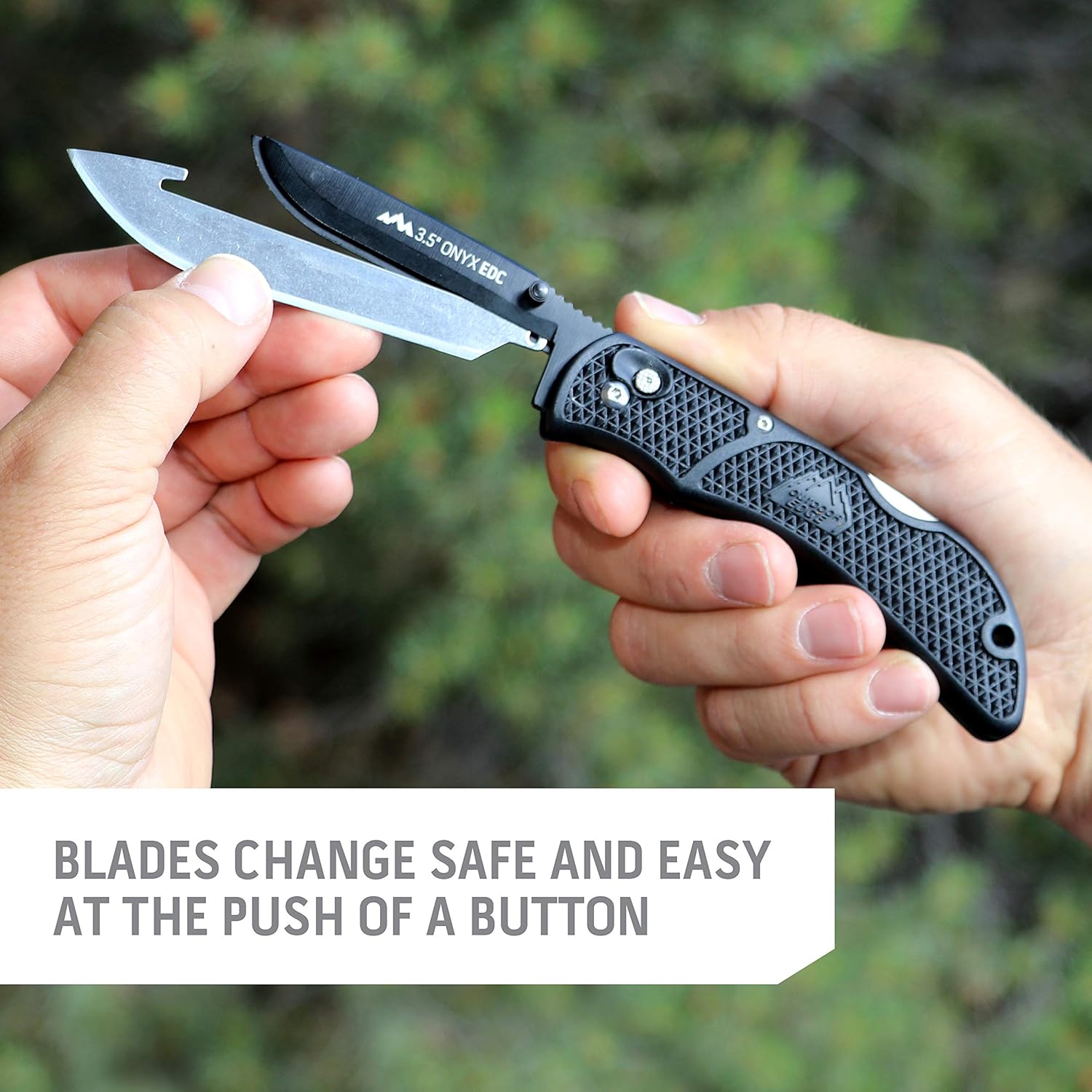 OUTDOOR EDGE Onyx EDC Folding Pocket Knife — Replaceable Blade System, Lockback and Pocket Clip
