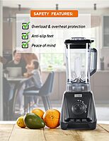 COMMERCIAL CHEF 1200 Watt High Power Blender, 50.7 oz, Black Multi Purpose