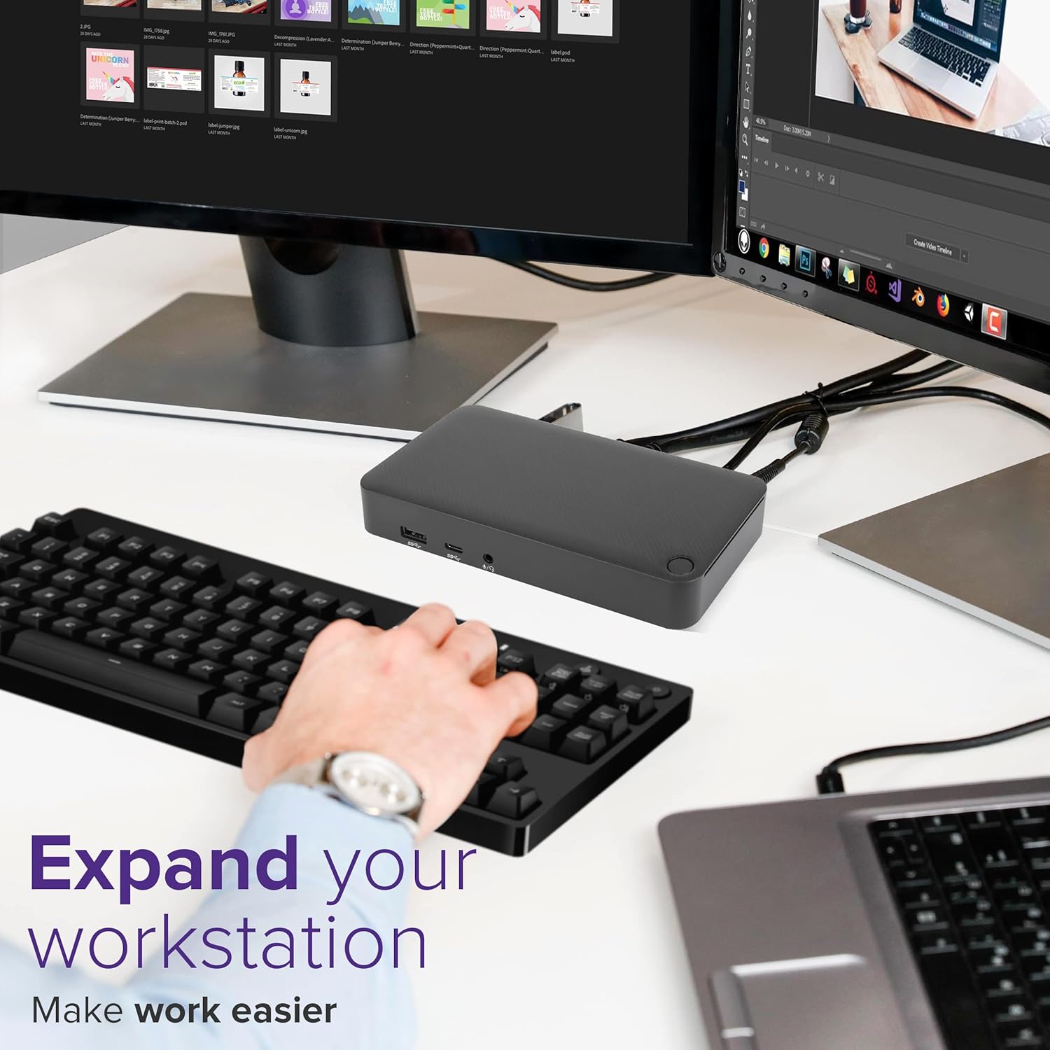 Targus USB C Docking Station Universal DV4K, USB C Laptop Docking Station Dual Monitor 2 HDMI, 65W Power Delivery