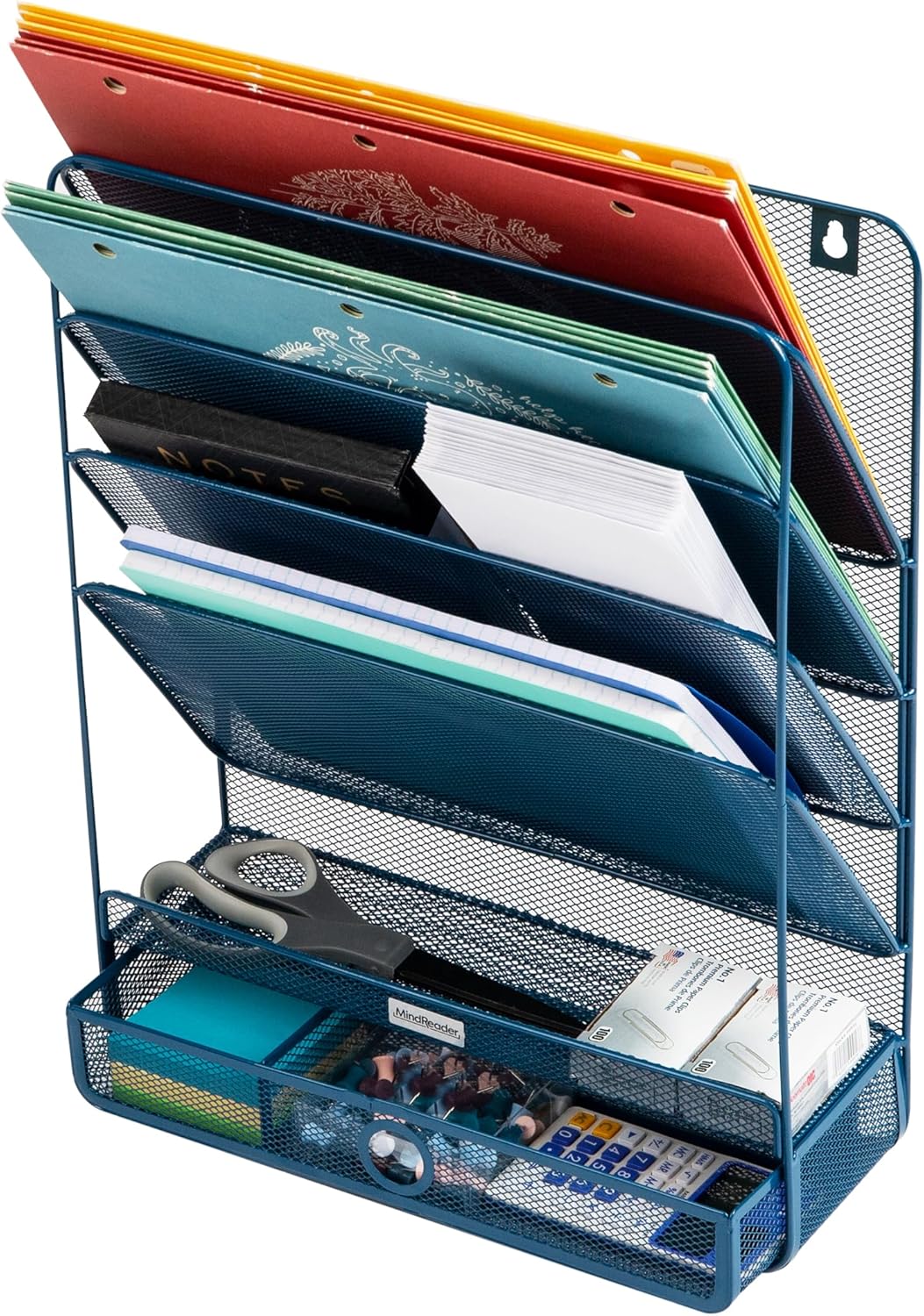 MIND READER 4-Tier Vertical File Organizer, Desktop & Wall Mount, Metal